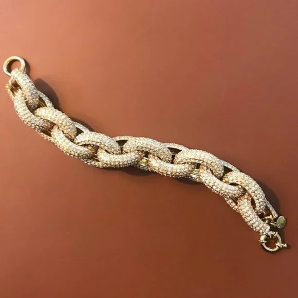 J. Crew Jewelry - NWOT J. Crew Pave Chain Link Gold Bracelet